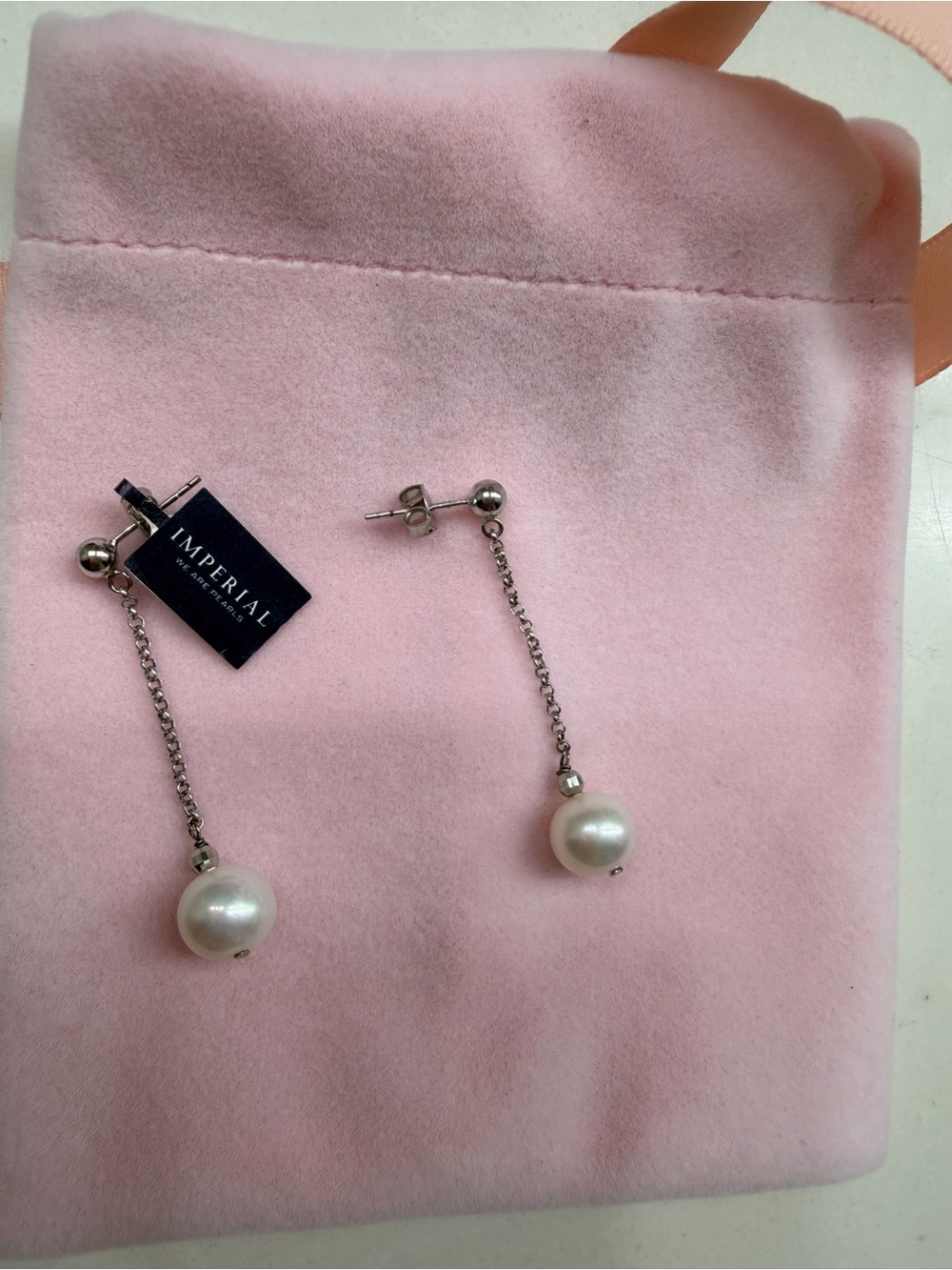 Imperial Silver Pearl Drop Earrings - White Pearls